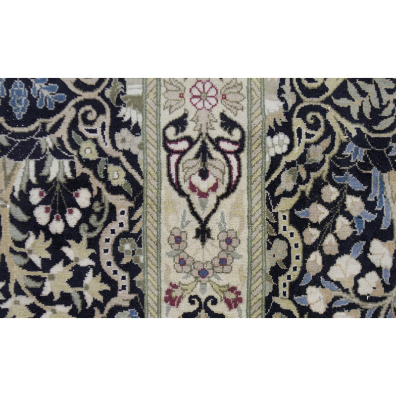 Tapis noir et vert de haute qualité noué à la main
