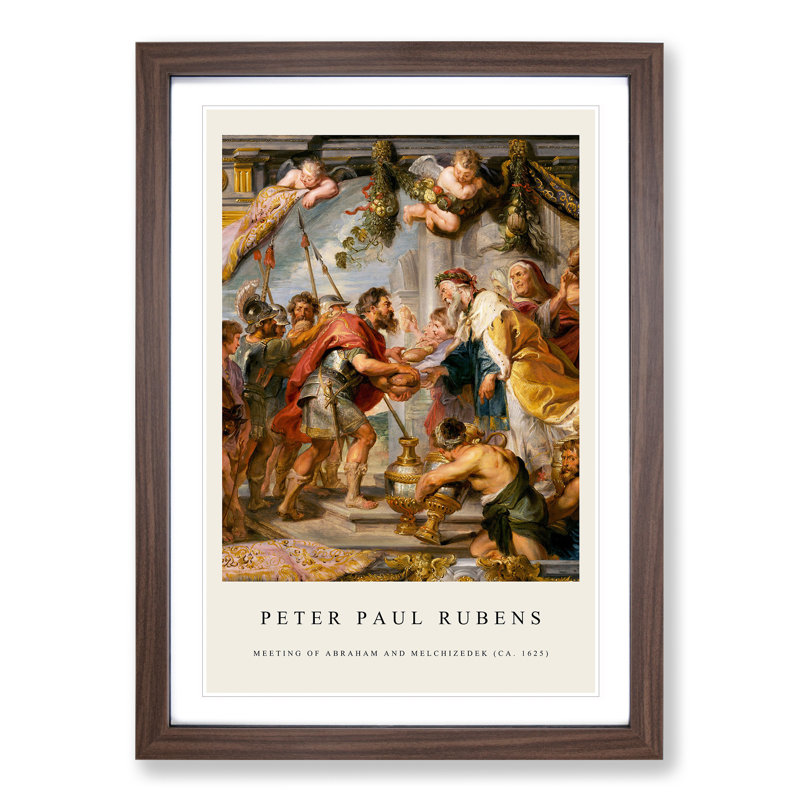 Meeting of Abraham and Melchizedek by Peter Paul Rubens - Picture Frame Painting, 65cm H x 48cm W x 2cm D, Walnut