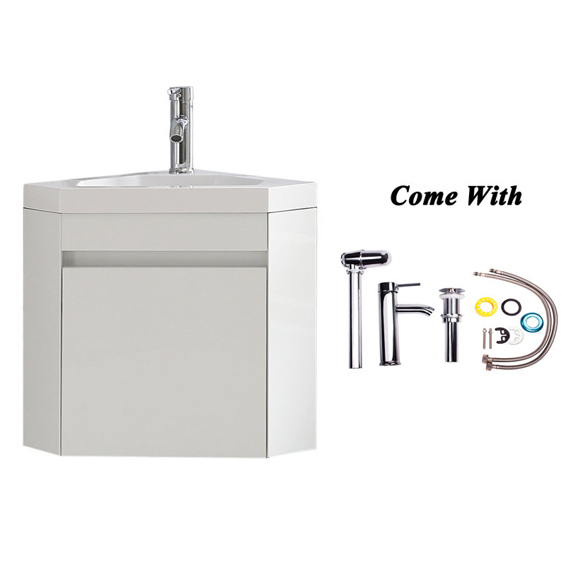 22” Single Bathroom floating Vanity with Sink, White