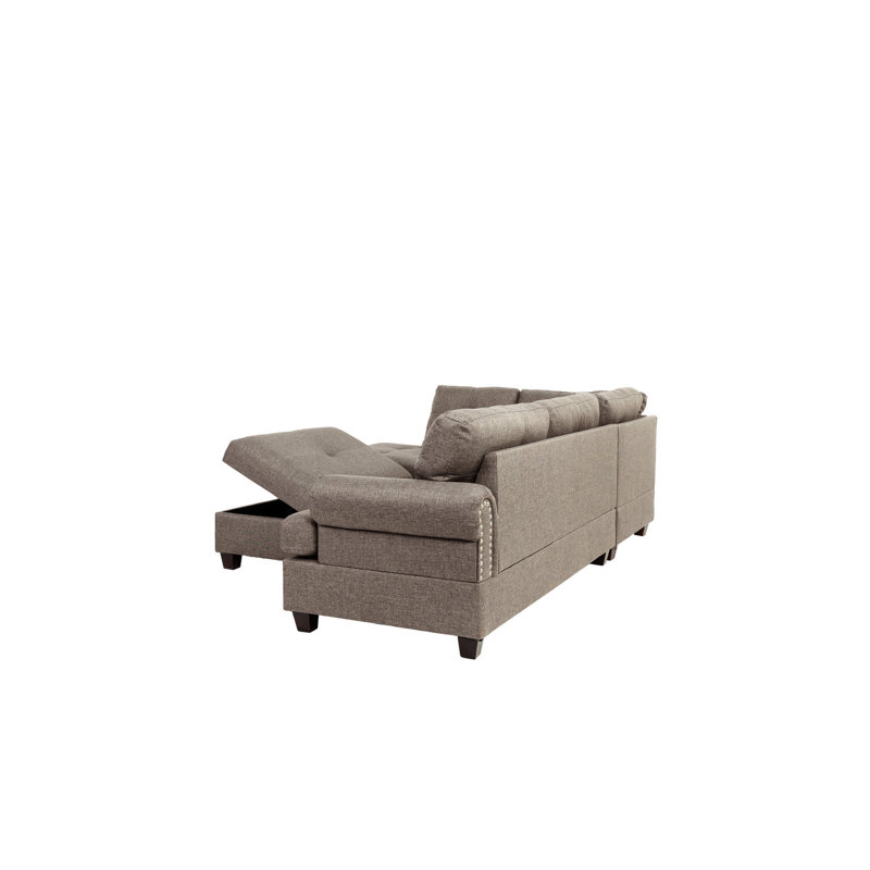 Ensemble de 3 canapés modulaires avec garniture cloutée et finition nickel