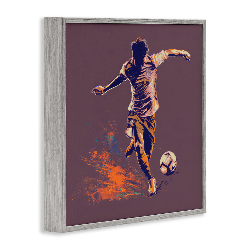 Winning Goal Abstract Athlete Framed Giclee Art by Lazar Studio, Farmhouse Grey Framed Giclee, 17" H x 17" W