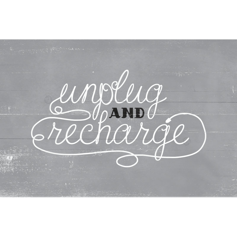 Unplug and Recharge 1 Piece Wrapped Canvas Wall Art, 20cm H x 30cm W x 3.8cm D