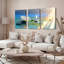Ensemble de 3 tableaux sur toile tendue représentant un paysage serein de nénuphars et de papillons-1407977289