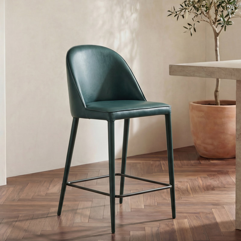 Burton Counter Stool Grey Vegan Leather, Blue