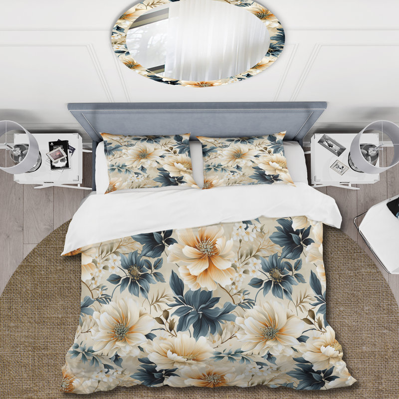 Ensemble de housse de couette à motif floral en microfibre Coastal Tranquil Blooms