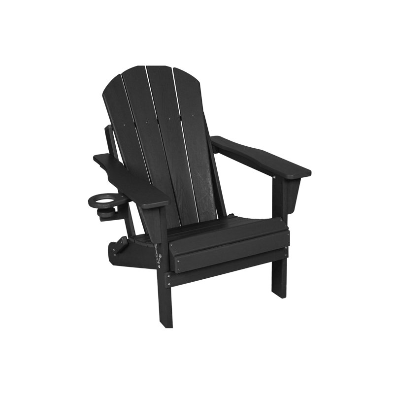 Folding Gray Chair, Dual Cup Holder, Tall And Lively Seat For Outdoor Relaxation Chair In Gray, Weather With Holder Stylish