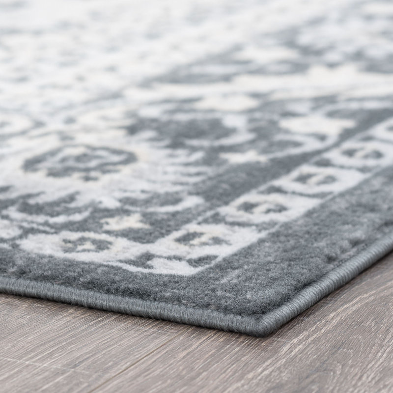 Tapis oriental gris foncé Radcliff, Tapis de couloir 2 pi 3 po x 10 pi