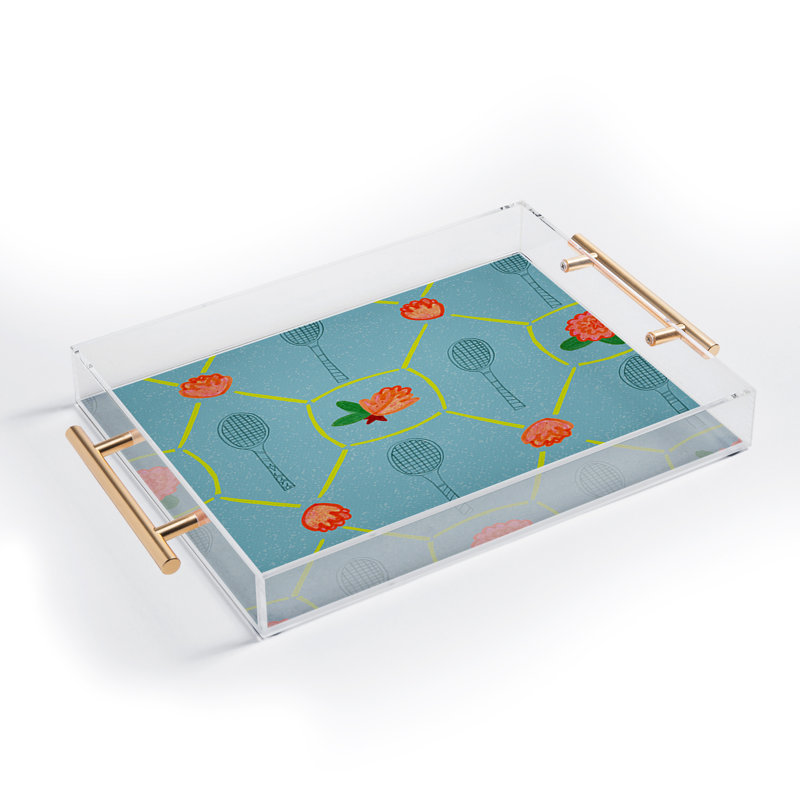 Plateau en acrylique avec raquettes de tennis H Miller