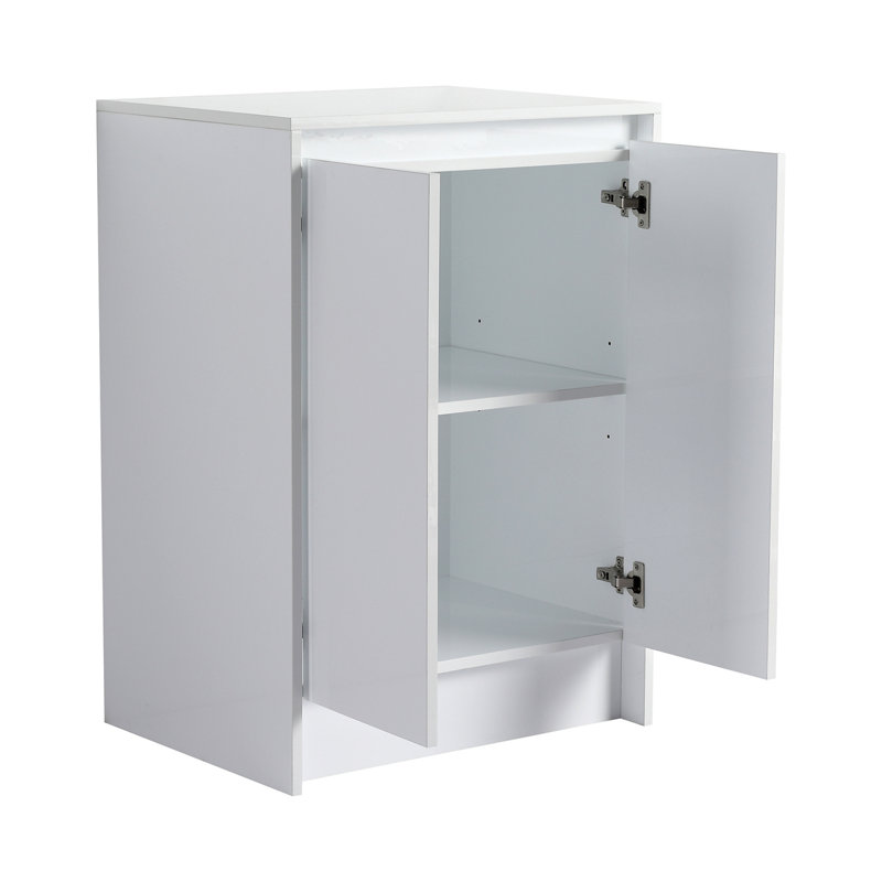 Armoire de rangement autoportante pour salle de bain 24 po, 2 portes à fermeture douce