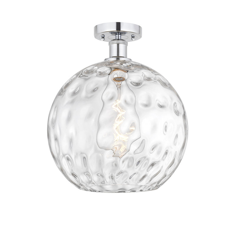 Plafonnier semi-encastré 1 lumière Cindi, H 13,63 po x l 12 po x P 12 po, Chrome poli