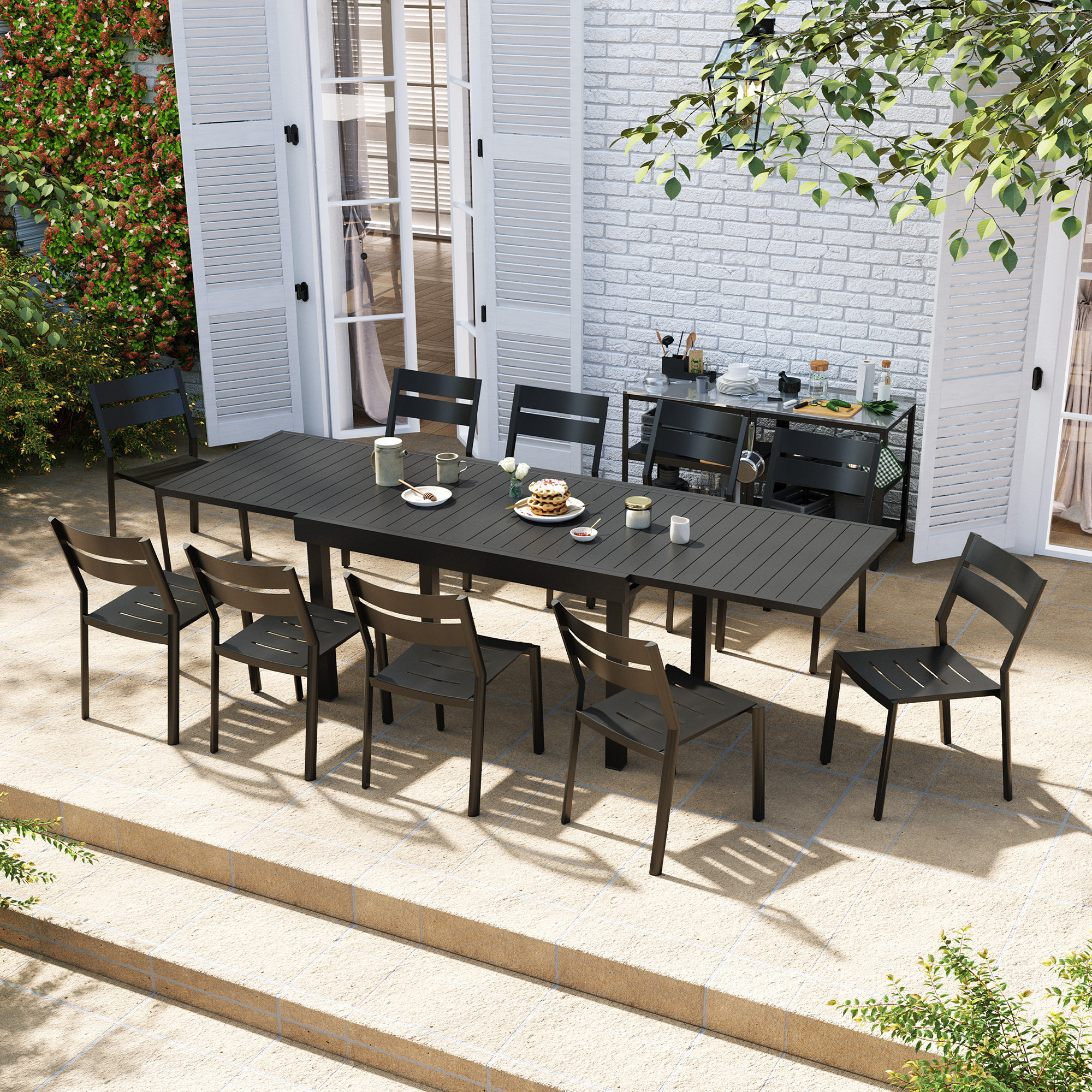 テーブル・チェア・ハンモック outside in KuruKaru Mid-High Table SQ Faux Teak Patio Table XU-DG-UH8100- – BizChair
