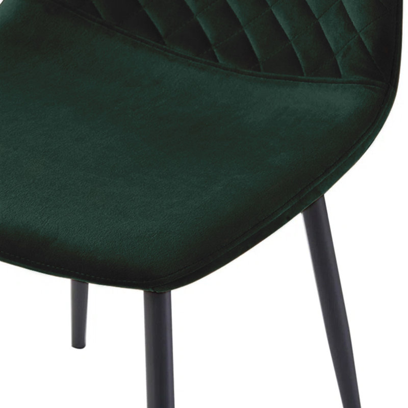 Brienna Velvet Upholstered Armless Dining Chair, Deep Green Velvet, Black