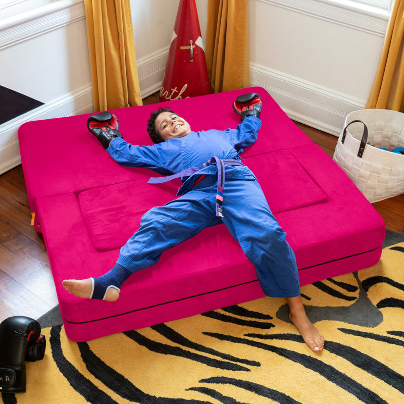 Canapé-lit et grand repose-pieds dépliant 3 en 1 pour grands enfants Zipline Altermease, Fuchsia