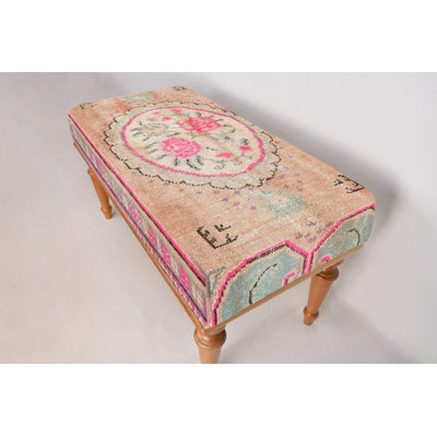 Rose Pattern Bench, Medallion Bench, Ottoman Bench, Upholstered Bench, Turkish Rug Bench, Kilim Bench, Home Decor Bench, Handmade Bench