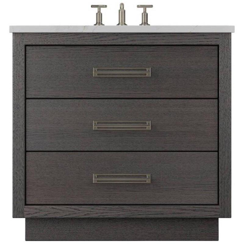 Avalon Three-Drawer Single Bath Vanity, 30", Gray Weathered, Satin Nickel