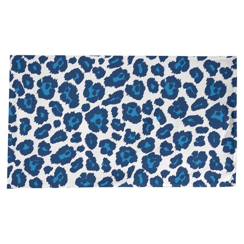 Nappe en mélange de coton à imprimé animalier, 102 po x 58 po, Blanc / bleu foncé