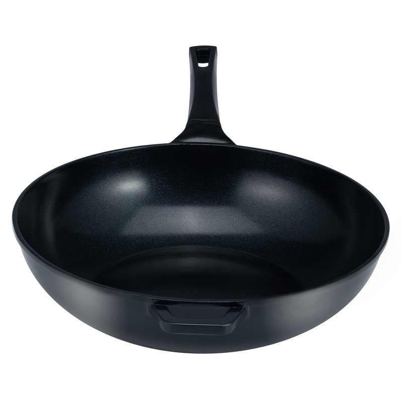 Wok Green Earth par Ozeri, avec revêtement antiadhésif en céramique lisse (100% PTFE et sans PFOA), Noir volcanique