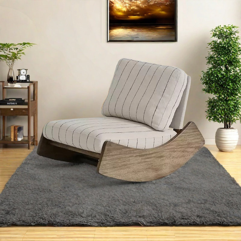 Chaise berçante élégante en bois massif rayé