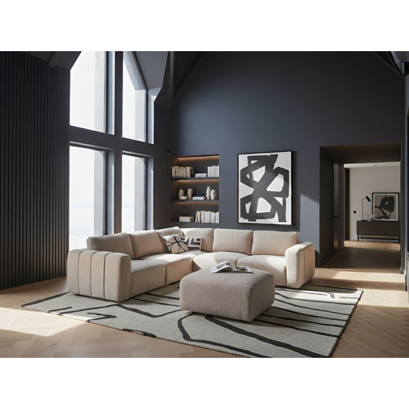 Blerata 5 Seater Corner Sofa, Right Hand Facing, Beige Boucle