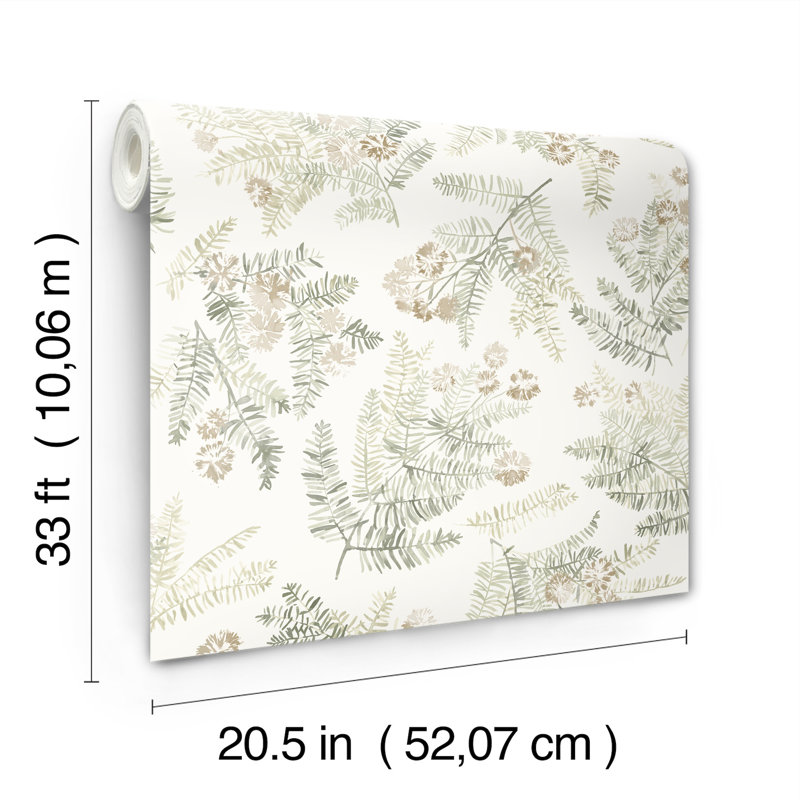 Papier peint botanique vert Frith, Vert
