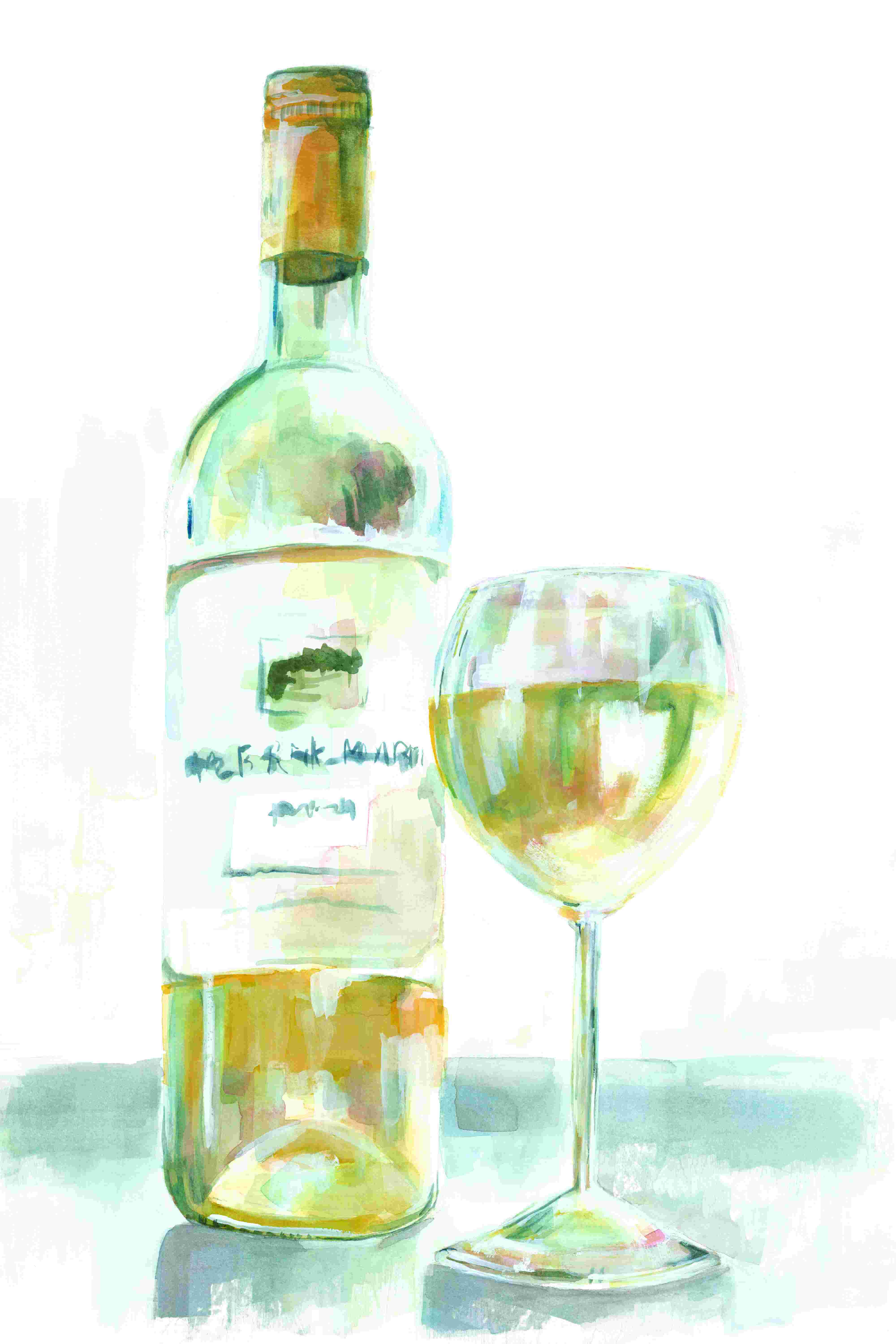 Winston Porter White Wine Glass and Bottle - Wrapped Canvas Print | Wayfair