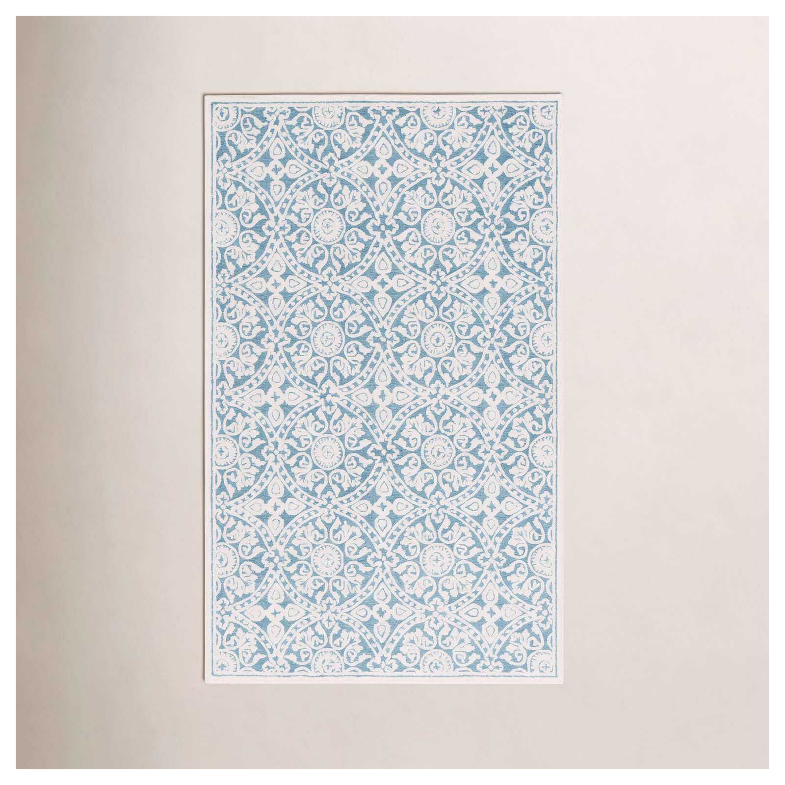 Mekai Hand Tufted Wool Pile Geometric Rug, Rectangle 4' x 6'