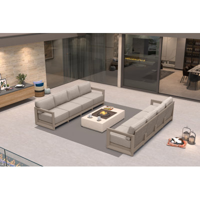 Ensemble de mobilier de patio pourpre avec coussins épais de 9,6 po et coussins moelleux pour l'extérieur Canapés modulaires pour l'extérieur Ensemble de conversation moderne pour terrasse, Kaki