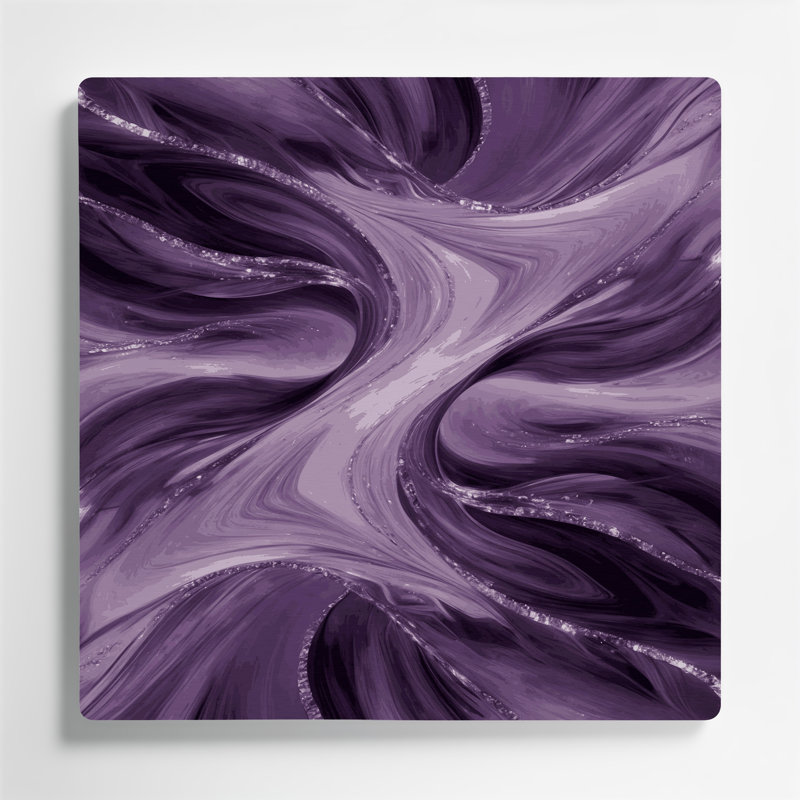 Abstrait paysage, art mural mauve en métal 66, H 16 po x l 16 po