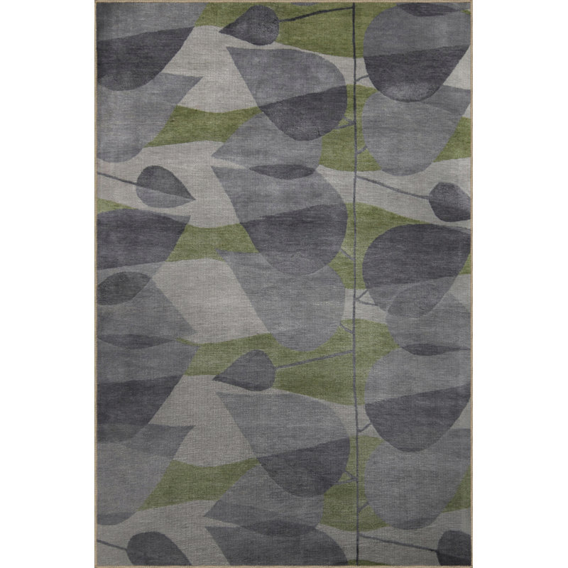 Tapis décoratif moderne à motif géométrique abstrait gris et gris, Rectangle 2 pi 8 po x 5 pi