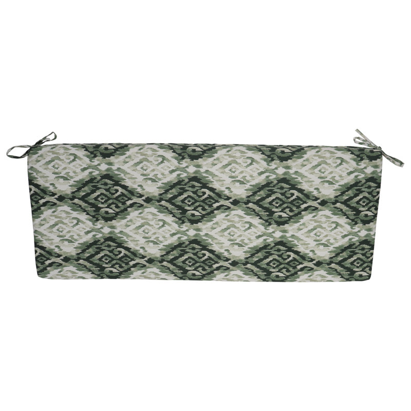 Outdoor Bench Cushion, Green/Lakat Mineral Abstract, 51" W x 19" D