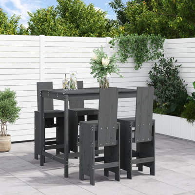 Autiana Brayden Studio Bar Set with Wood Frame and Solid Wood Outer Material