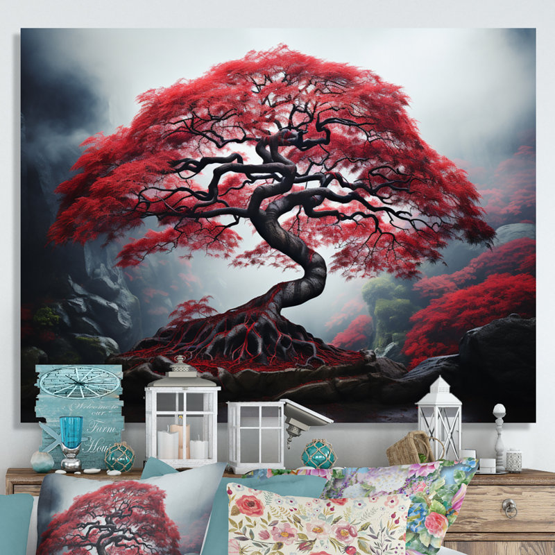 Érable japonais rouge - art mural sur toile Japon, 28" H x 60" W, Toile tendue