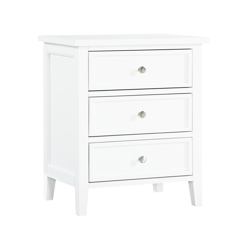 Table de chevet 3 tiroirs Ainis, Blanc
