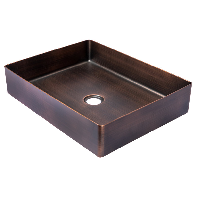 Stainless Steel Rectangular Vessel Bathroom Sink, Bronze
