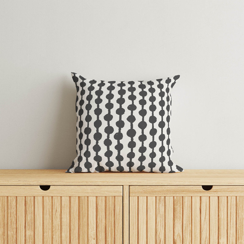 Coussin Dot Dot, H 18 po x l 18 po, Ivoire / pois gris anthracite