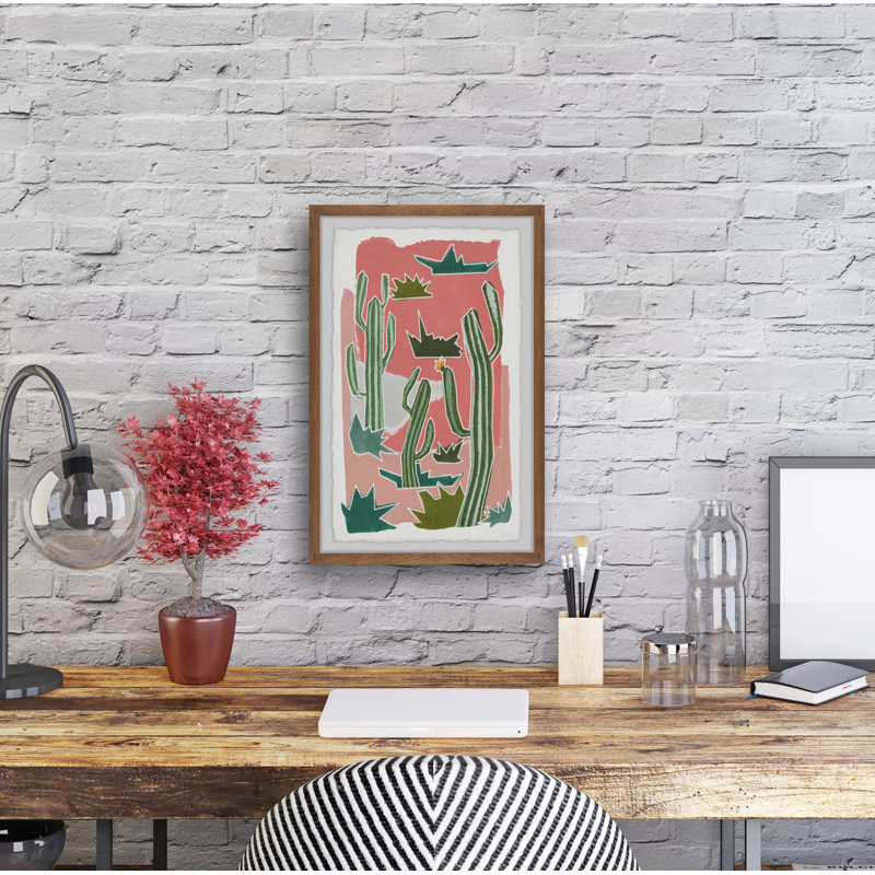 «Cactus Wilderness» par Parvez Taj, reproduction d'art sur papier encadrée, H 18 po x l 12 po x 1,5 po
