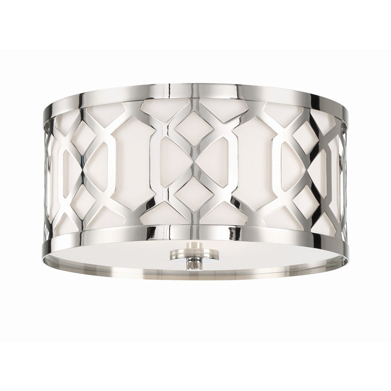 Plafonnier encastré à 3 lumières 16,25 "unique à abat-jour en forme de tambour Horrocks, Nickel poli