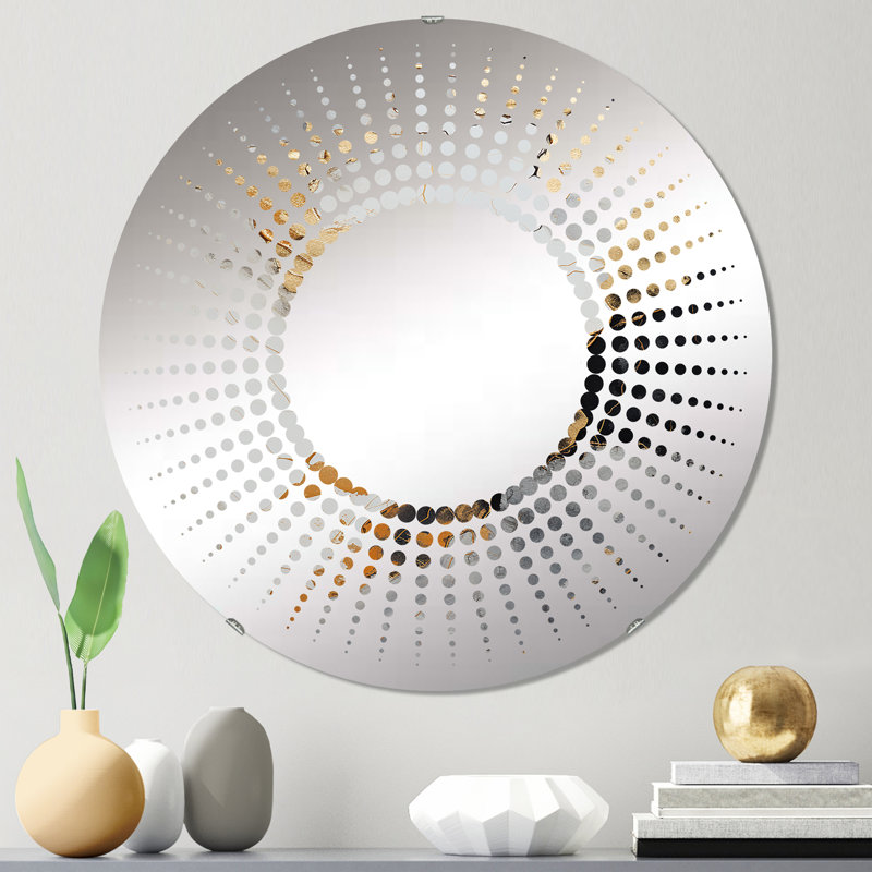 Minimalisme chrome blanc et or Poteries - Miroir décoratif Starburst MIR107300 O, 23,6 po x 23,6 po, Or blanc