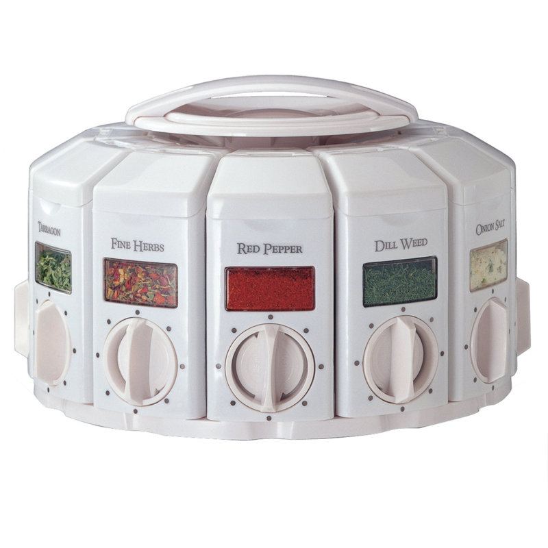 White Rotating Countertop Spice Carousel with Auto-Measure