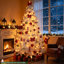 Sapin de Noël artificiel blanc de 1,80 m préilluminé avec 250 lumières blanc chaud, 800 extrémités de branches, branches articulées faciles à monter et support en métal