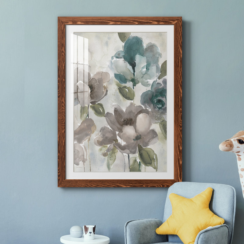 Topaz Garden II - peinture encadrée, Cadre en érable, H 44 po x l 31 po x P 1 po