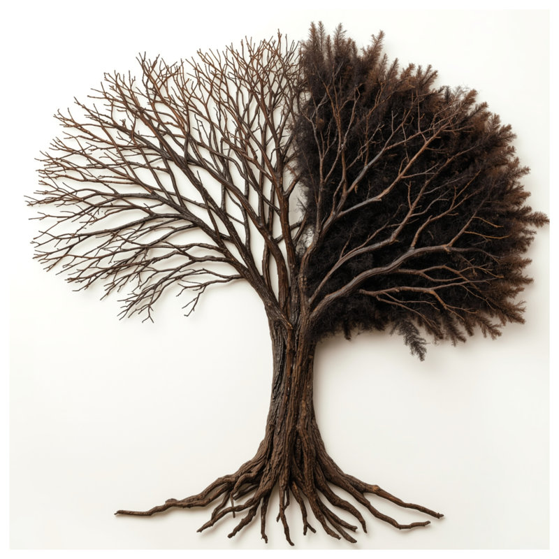Half Leafless Tree Sculpture Duvet Covers, Queen