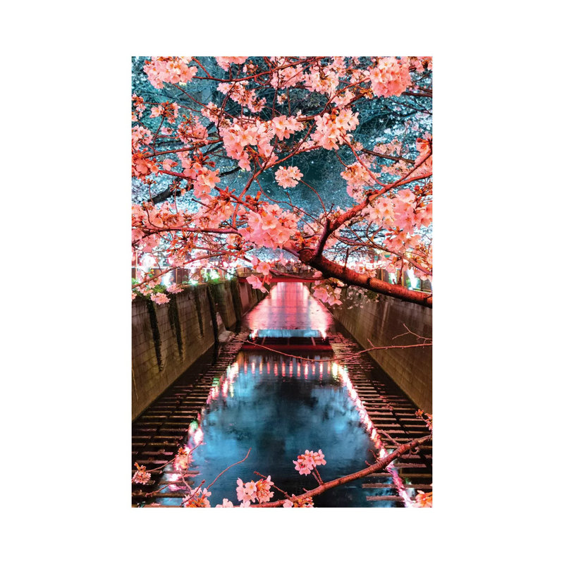 Cherry Blossom At Meguro Canal III 1 Piece Wrapped Canvas Wall Art, 20.32 cm H x 30.48 cm W