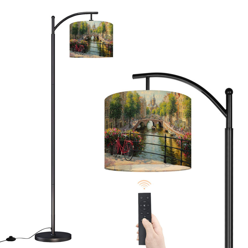 Lampe sur pied à arc avec abat-jour réglable Amsterdam Landscape Living Room Chambre à coucher Bureau D cor Canal Reflections Lampe sur pied 3 températures de couleur à intensité variable Lampe sur pied avec interrupteur au pied pour la chambre à coucher