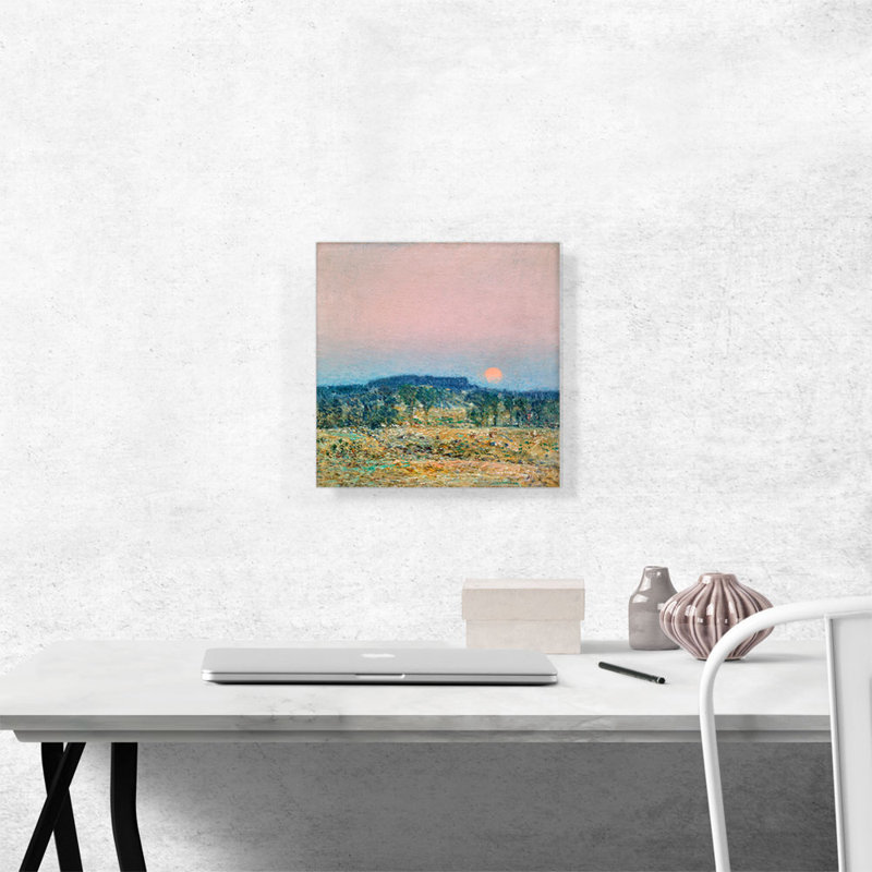 «August Moonrise 1900» par Childe Hassam - peinture sur toile tendue, H 12 po x l 12 po x P 1,5 po