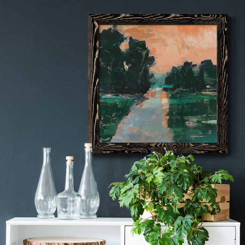 Coral Sunset I-Premium, toile encadrée - prête à être accrochée, Cadre noir, H 31,5 po x l 31,5 po x P 1,5 po