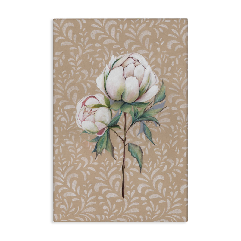 Motif de pivoines sur toile, par Cady, H 24 po x l 16 po