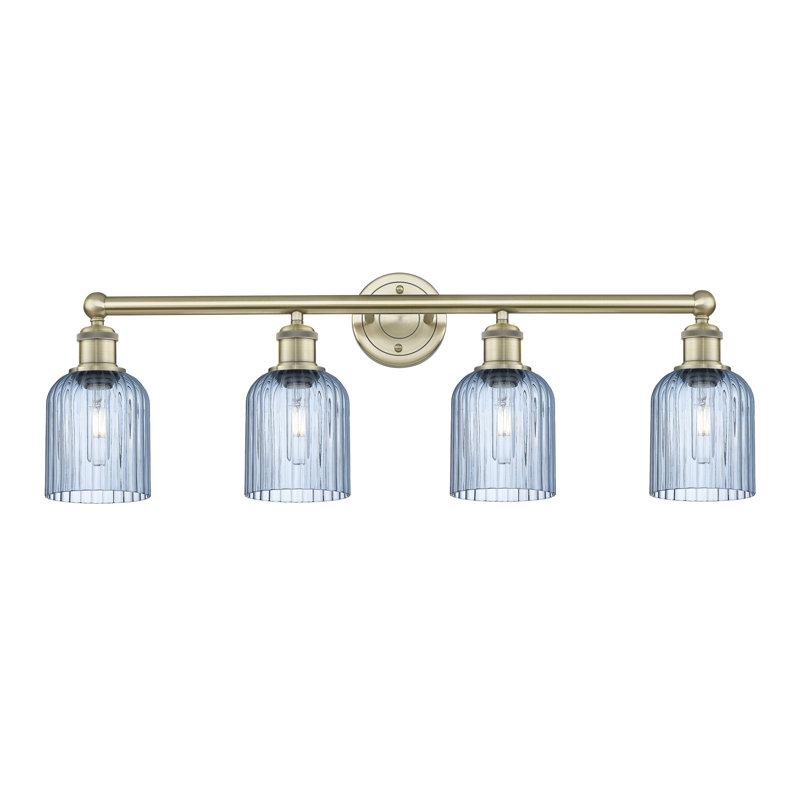 Fiennes 4 - Light Dimmable Vanity Light, Antique Brass, Blue