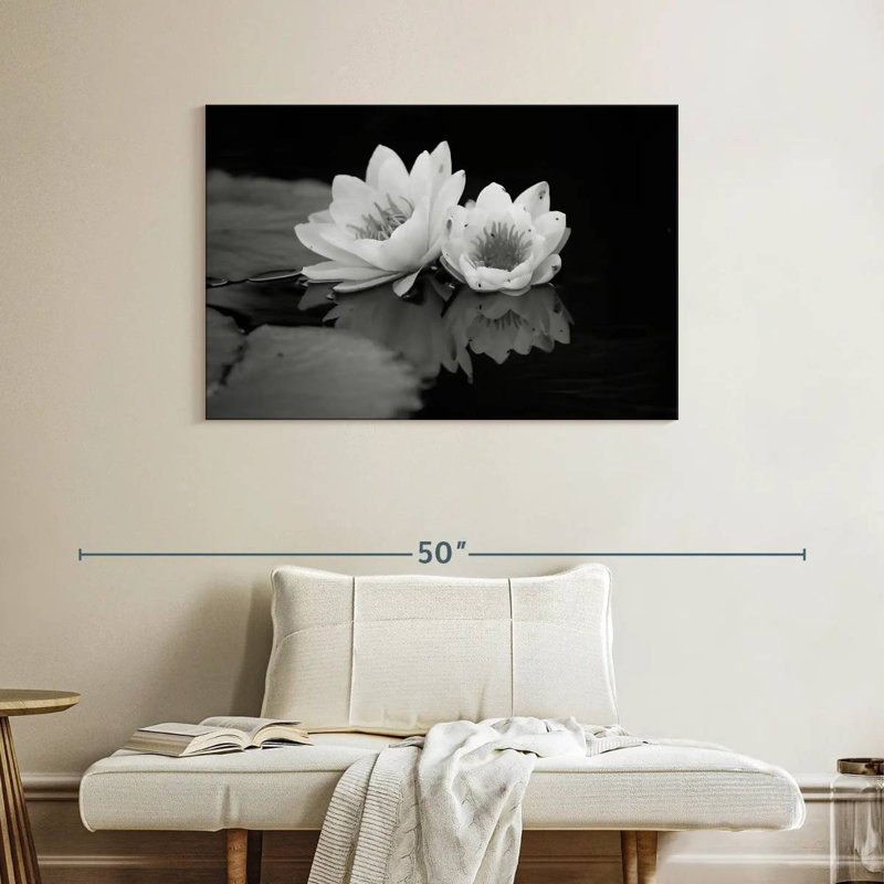 Harnek Monochrome Water Lilies, 26" H x 39" W