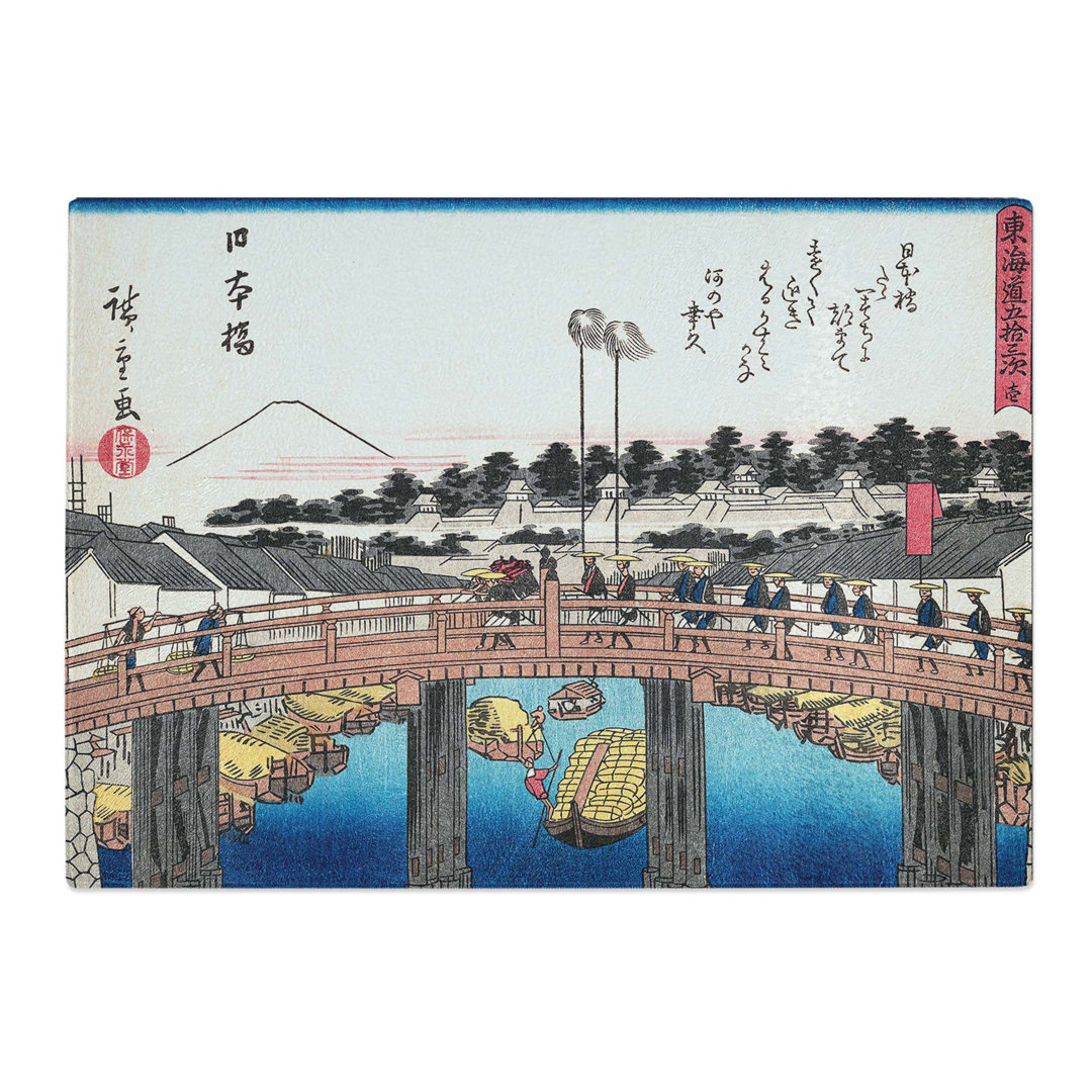 Tempered Glass Bridge Crossing by Utagawa Hiroshige Chopping Board